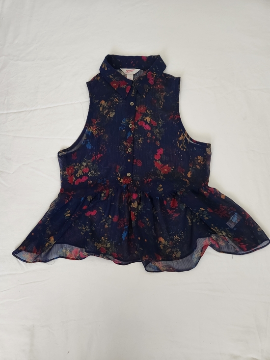 Arizona EAN Dresses & Skirts - Sleeveless Navy Floral Peplum Blouse - Unbranded